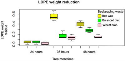 Biodegradation of Low-Density Polyethylene—LDPE by the Lepidopteran Galleria Mellonella Reusing Beekeeping Waste